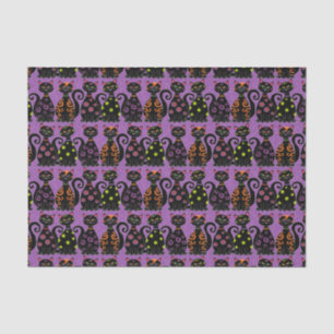 Papier Mousseline Motif lunatique de chats de Halloween