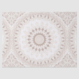 Papier Mousseline Motif Mandala Beige et Crème
