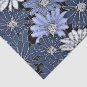 Papier Mousseline Motif marguerite bleu et blanc (Détail)