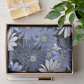 Papier Mousseline Motif marguerite bleu et blanc (Cadeau)