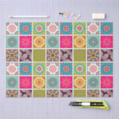 Papier Mousseline Motif marocain en carreaux (Artisanat)