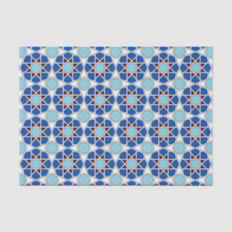 Papier Mousseline Motif marocain géométrique orientale en bleu