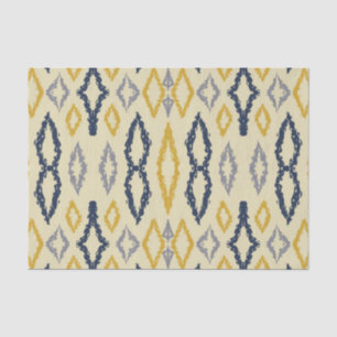 Papier Mousseline Motif marocain Ikat Blue Yellow