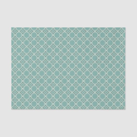 Papier Mousseline Motif marocain turquoise de trellis (Recto)