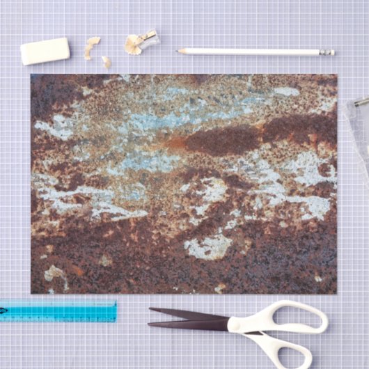 Papier Mousseline Motif métallique fortement rouillé (Artisanat)