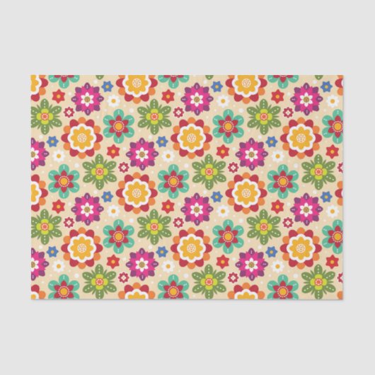 Papier Mousseline Motif mexicain des fleurs d'art populaire (Recto)
