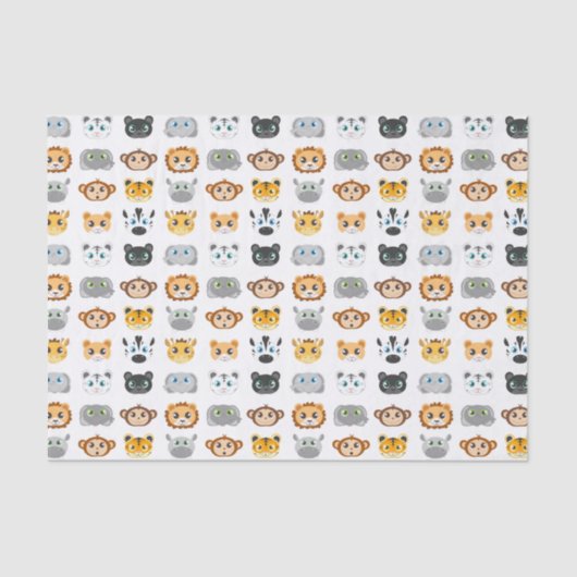 Papier Mousseline Motif mignon d'animaux de jungle (Recto)