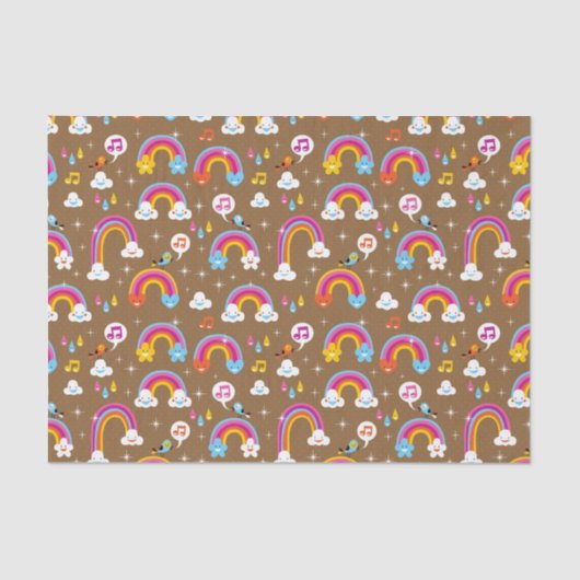 Papier Mousseline motif mignon d'arcs-en-ciel (Recto)