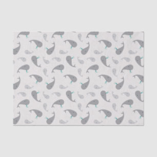 Papier Mousseline Motif mignon de maman et de bébé de baleine