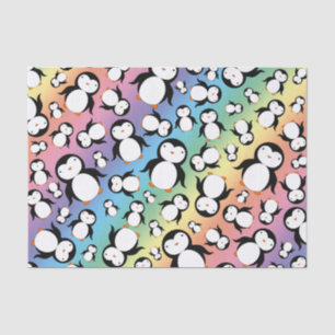 Papier Mousseline Motif mignon de pingouin d'arc-en-ciel
