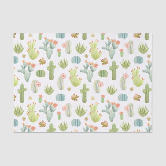 Papier Mousseline Motif mignon de position de cactus (Recto)