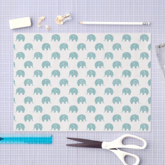 Papier Mousseline Motif mignon turquoise d'éléphant (Artisanat)