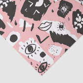 Papier Mousseline Motif moderne abstrait d'oeil et de lèvres (Détail)