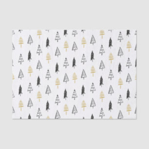 Papier Mousseline Motif moderne Black & Gold Christmas Tree