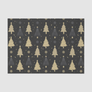 Papier Mousseline Motif moderne Black & Gold élégant sapin de Noël