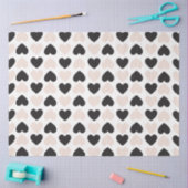Papier Mousseline Motif moderne Blush Rose Black Love Hearts (Artisanat)