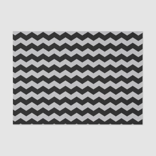 Papier Mousseline Motif moderne Chevron Zigzag noir et gris (Recto)