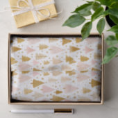 Papier Mousseline Motif moderne de Noël rose et or (Cadeau)