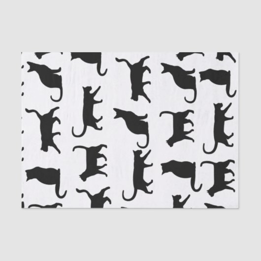 Papier Mousseline Motif moderne de silhouette de chats noirs (Recto)