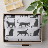 Papier Mousseline Motif moderne de silhouette de chats noirs (Cadeau)