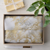Papier Mousseline Motif moderne en marbre blanc et or (Cadeau)