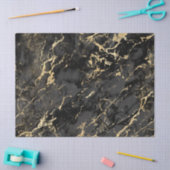 Papier Mousseline Motif moderne en marbre noir et or (Artisanat)