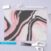 Papier Mousseline Motif moderne en marbre rose noir peint (Artisanat)