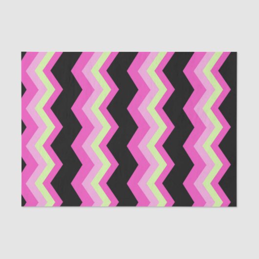 Papier Mousseline motif moderne girly zigzag noir fuchsia chevron (Recto)