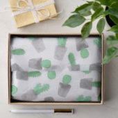 Papier Mousseline Motif moderne gris vert de cactus d'aquarelle (Cadeau)