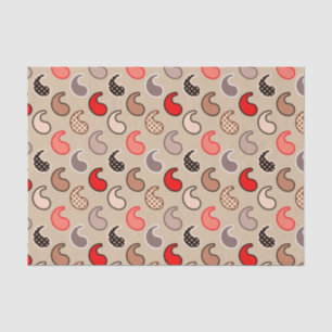 Papier Mousseline Motif moderne Paisley, beige, rouge, gris et corai
