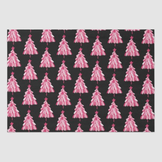 Papier Mousseline Motif moderne Pink Black Christmas Tree (Recto)