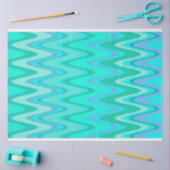 Papier Mousseline Motif moderne zigzag - vagues turquoise (Artisanat)
