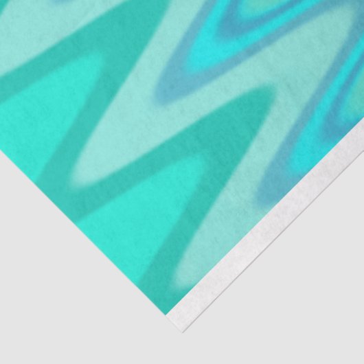 Papier Mousseline Motif moderne zigzag - vagues turquoise (Détail)