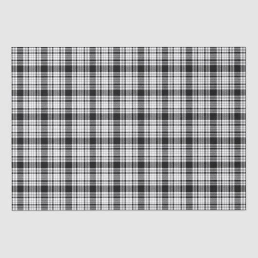 Papier Mousseline Motif monochromatique noir blanc plaid (Recto)