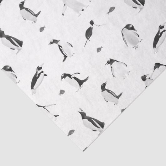 Papier Mousseline Motif monochrome des pingouins mignons (Détail)