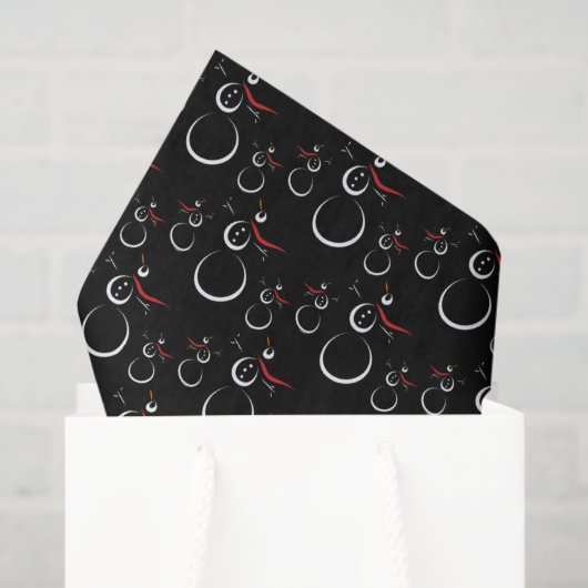 Papier Mousseline Motif motoneige d'hiver mignon noir (Sac cadeau)