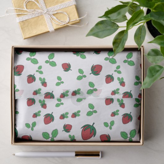 Papier Mousseline Motif mûre fraise  (Cadeau)