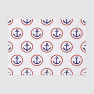 Papier Mousseline Motif nautique cerclé d'Ancres