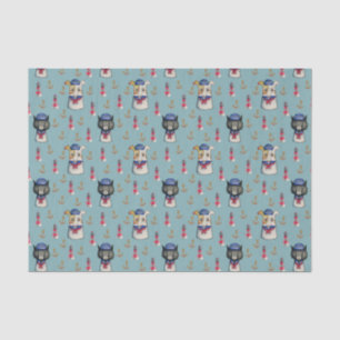 Papier Mousseline Motif nautique d'aquarelle de marins de chat et de