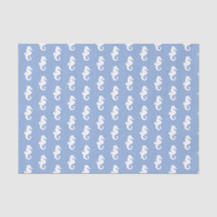 Papier Mousseline Motif nautique d'hippocampe de bleu de ciel