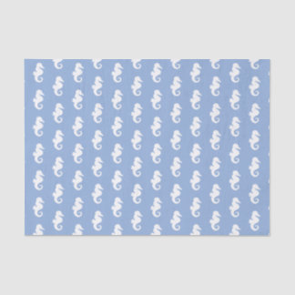 Papier Mousseline Motif nautique d'hippocampe de bleu de ciel