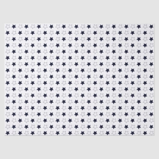 Papier Mousseline Motif neutre masculin blanc et noir étoile (Recto)