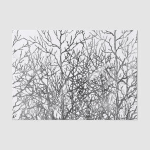 Papier Mousseline Motif noir et blanc de branches d'arbre