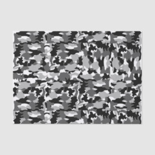 Papier Mousseline Motif noir et blanc de camouflage d'armée