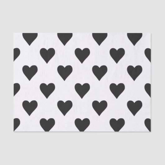 Papier Mousseline Motif noir et blanc de coeur (Recto)