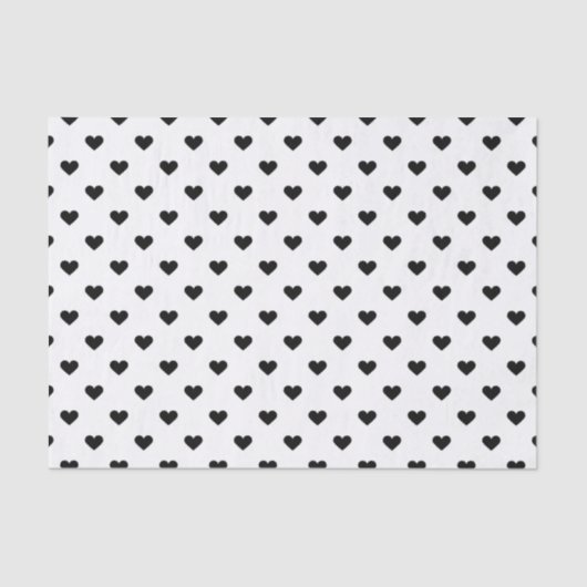 Papier Mousseline Motif noir et blanc de coeur (Recto)