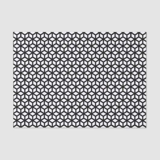 Papier Mousseline Motif noir et blanc de cube (Recto)