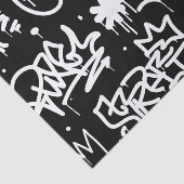 Papier Mousseline Motif noir et blanc de graffiti (Détail)