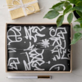Papier Mousseline Motif noir et blanc de graffiti (Cadeau)