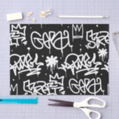 Papier Mousseline Motif noir et blanc de graffiti (Artisanat)